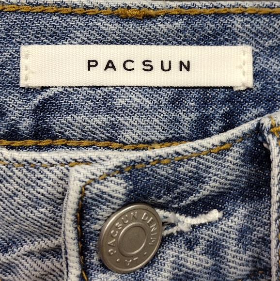 Pacsun Ultra High Rise Slim Jeans Women's 25 Blue White Button Fly Boho 90s Y2K - Picture 7 of 11